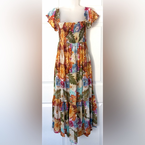 Anthropologie Moxy Collective Floral Maxi Dress Size XS Sheer - Picture 4 of 15